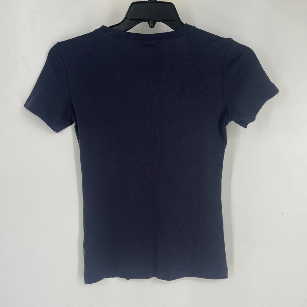 Jackpot Daily Organic Cotton Embroidered Floral Tee Shirt Navy Blue Small Boho - Picture 4 of 6
